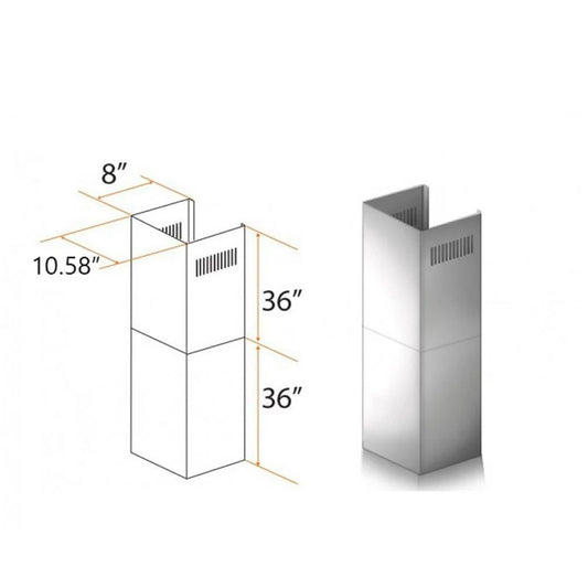 ZLINE 2-36 in. Chimney Extensions for 10 ft. to 12 ft. Ceilings (2PCEXT-KF1)