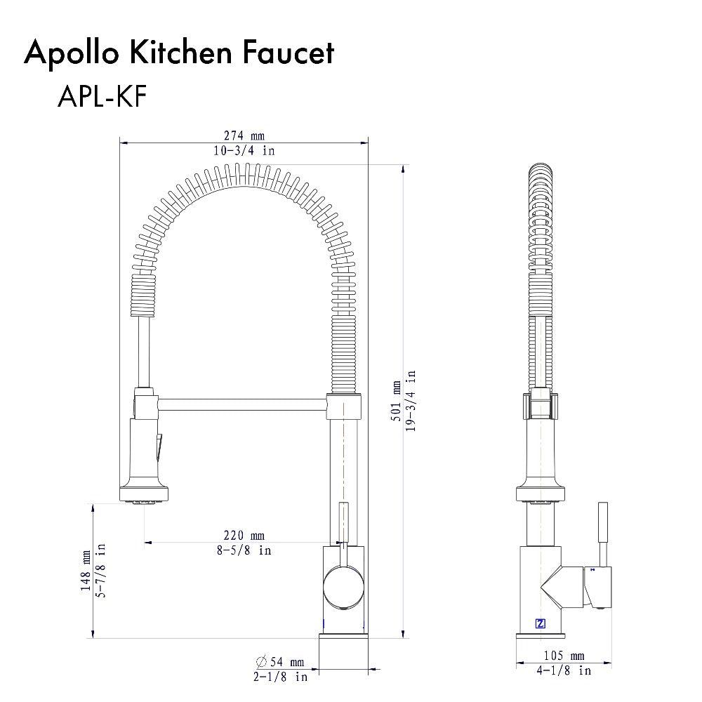 ZLINE Autograph Edition Apollo Pull Down Spring Single Handle Kitchen Faucet in Matte Black (APL-KF-MB)