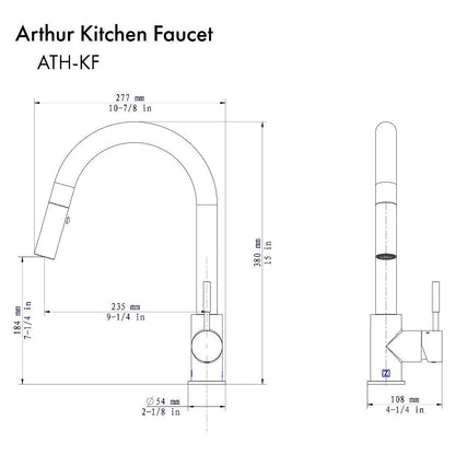 ZLINE Autograph Edition Arthur Pull Down Single Handle Kitchen Faucet in Matte Black (ATH-KF-MB)