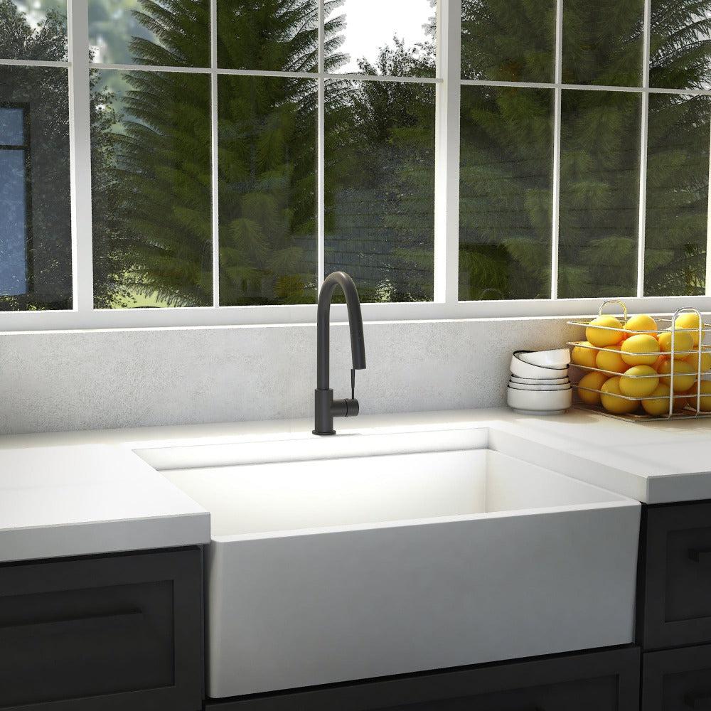 ZLINE Autograph Edition Arthur Pull Down Single Handle Kitchen Faucet in Matte Black (ATH-KF-MB)