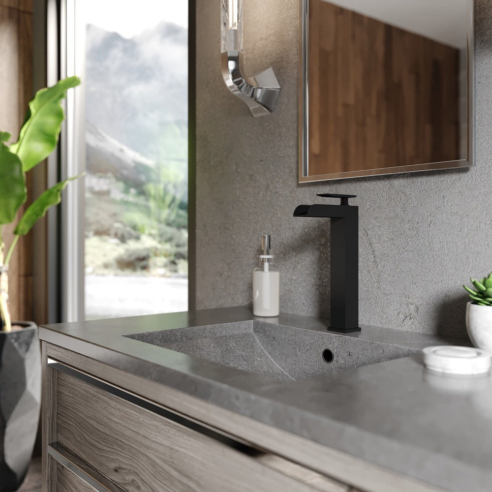 ZLINE Autograph Edition Eagle Falls Waterfall Vessel Sink Single Handle Bath Faucet in Matte Black (EAG-BF-MB)