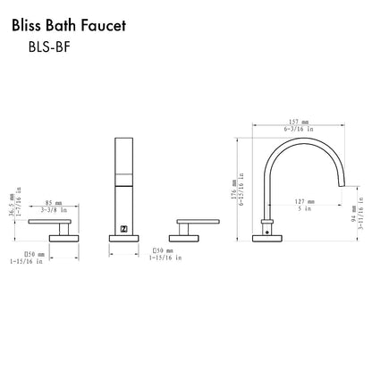 ZLINE Autograph Edition Bliss Widespread Bath Faucet in Matte Black (BLS-BF-MB)