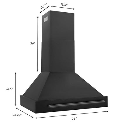 ZLINE 36 in. Black Stainless Steel Range Hood with Black Stainless Steel Handle (BS655-36-BS)