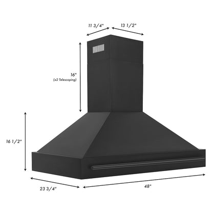 ZLINE 48 in. Black Stainless Steel Range Hood with Black Stainless Steel Handle (BS655-48-BS)