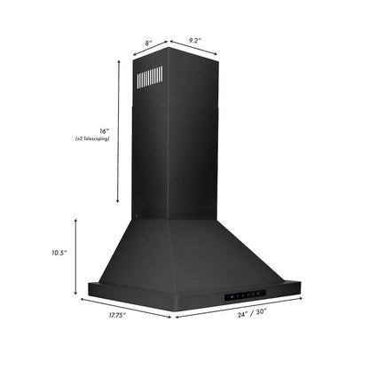 ZLINE 24 in. Convertible Vent Wall Mount Range Hood in Black Stainless Steel (BSKBN-24)