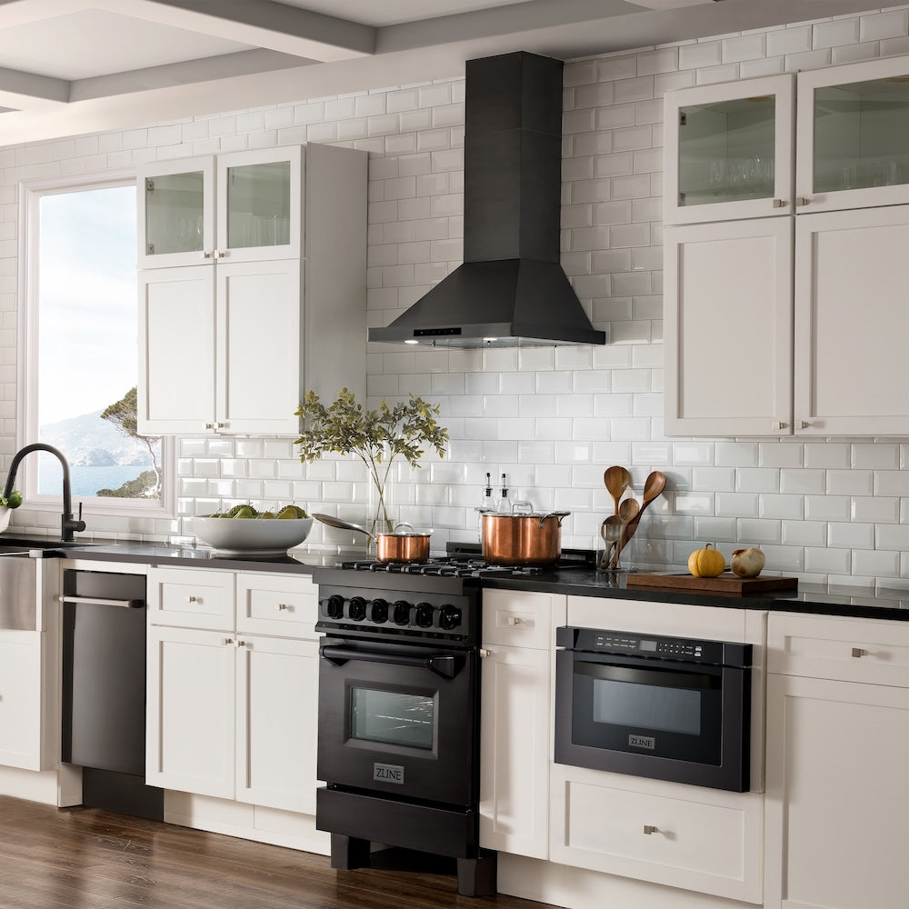 ZLINE 24 in. Convertible Vent Wall Mount Range Hood in Black Stainless Steel (BSKBN-24)