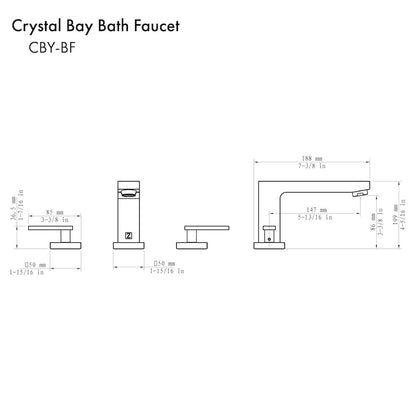 ZLINE Crystal Bay Widespread Bath Faucet in Brushed Nickel (CBY-BF-BN)