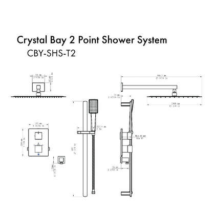 ZLINE Crystal Bay Thermostatic Shower System in Gun Metal (CBY-SHS-T2-GM)