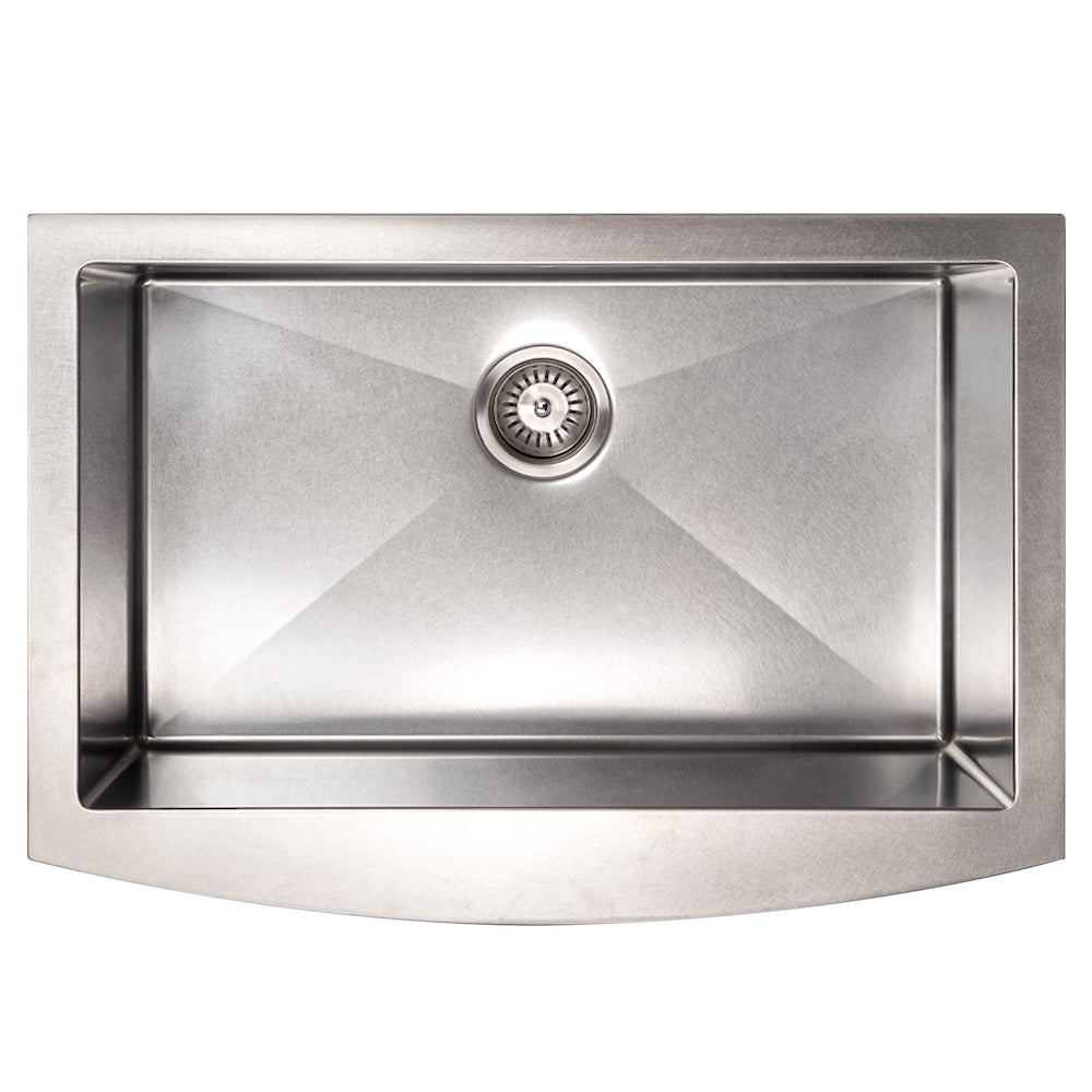 ZLINE 30 in. Zermatt Farmhouse Apron Mount Single Bowl Satin Stainless Steel Kitchen Sink with Bottom Grid (SAS-30S)