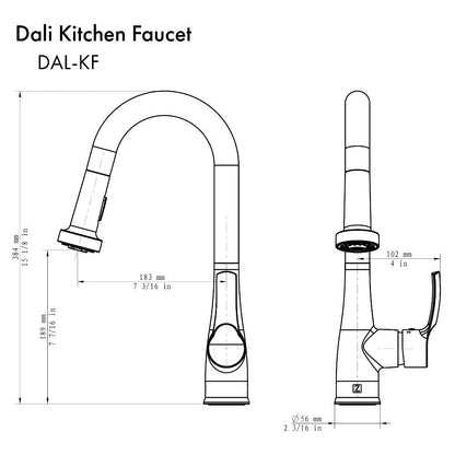 ZLINE Dali Pull Down Single Handle Kitchen Faucet in Chrome (DAL-KF-CH)