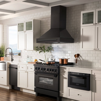 ZLINE 30 in. Black Stainless Steel Range Hood with Black Stainless Steel Handle (BS655-30-BS)