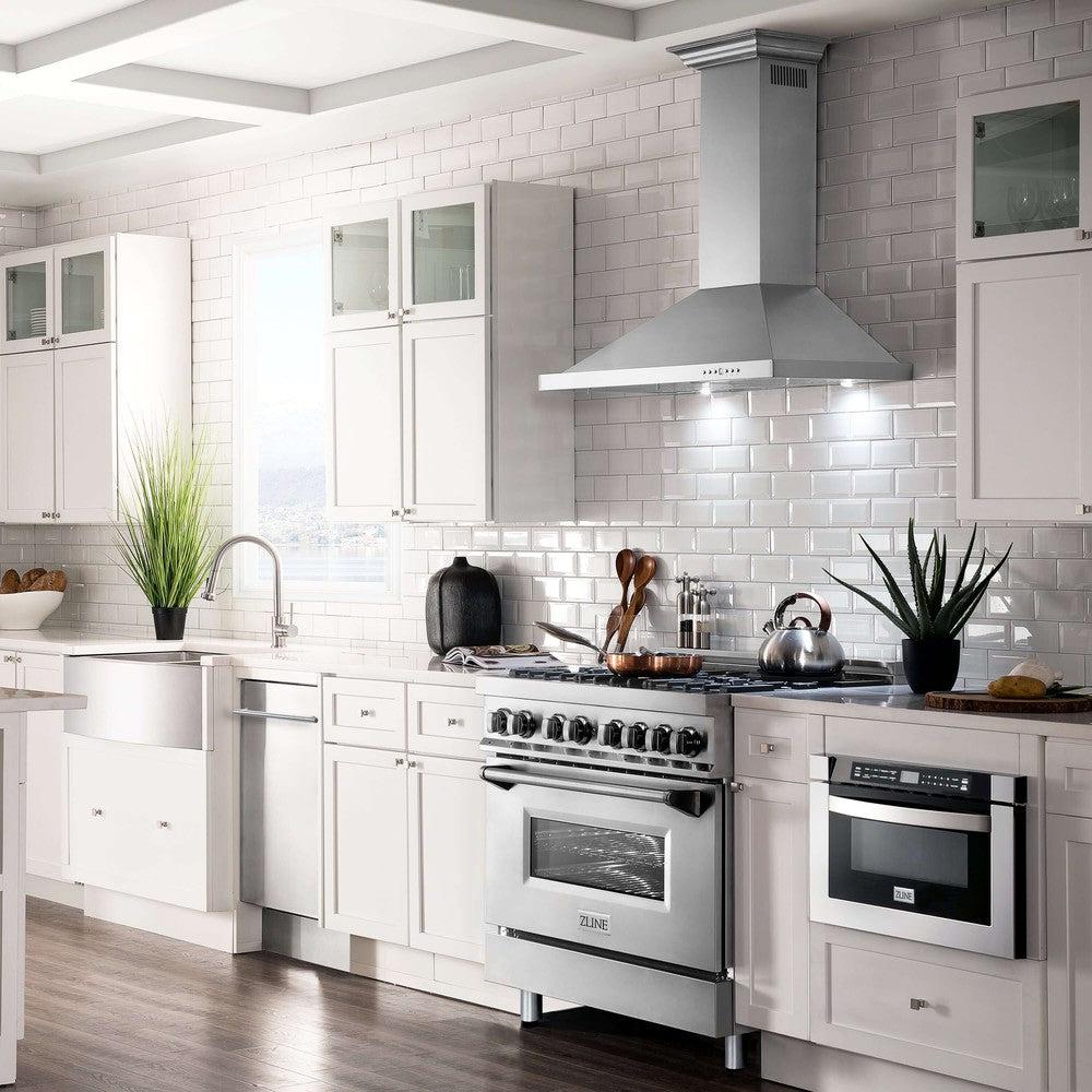 ZLINE 48 in. Convertible Vent Wall Mount Range Hood in Stainless Steel with Crown Molding (KBCRN-48)