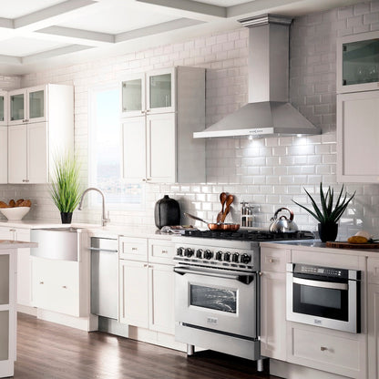 ZLINE 30 in. Convertible Vent Wall Mount Range Hood in Stainless Steel with Crown Molding (KBCRN-30)