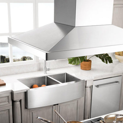 ZLINE 36 in. CrownSound™ Ducted Vent Island Mount Range Hood in Stainless Steel with Built-in Bluetooth Speakers (GL2iCRN-BT-36)