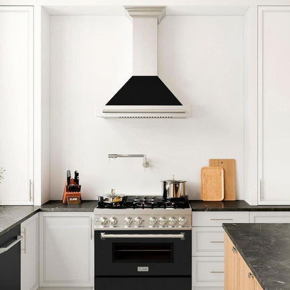 ZLINE 36 in. Convertible Stainless Steel Range Hood with Black Matte Shell and Stainless Steel Handle (KB4STX-BLM-36)