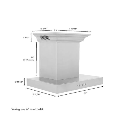 ZLINE 24 in. CrownSound™ Ducted Vent Wall Mount Range Hood in Stainless Steel with Built-in Bluetooth Speakers (KECRN-BT-24)
