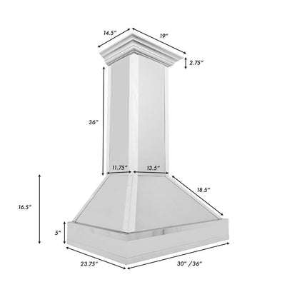 ZLINE 30 in. Designer Series Wall Mount Range Hood in Satin Stainless Steel with Mirror Accents (655MR-30)