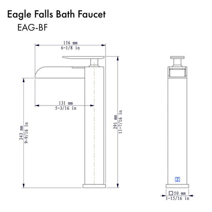 ZLINE Eagle Falls Waterfall Vessel Sink Single Handle Bath Faucet in Gun Metal (EAG-BF-GM)