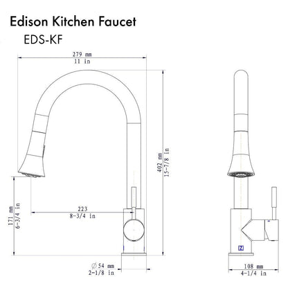 ZLINE Autograph Edition Edison Pull Down Single Handle Kitchen Faucet in Matte Black (EDS-KF-MB)