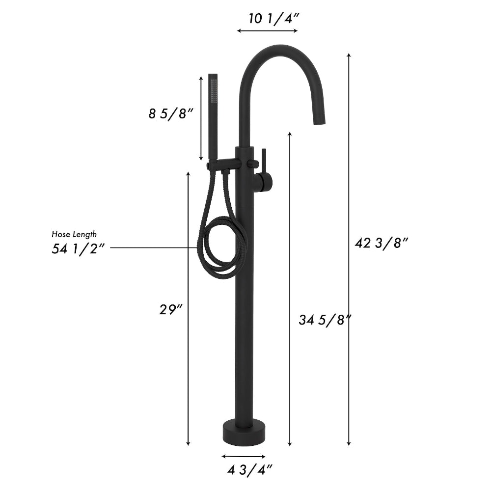 ZLINE Autograph Edition Emerald Bay Bath Tub Filler with Hand Shower in Matte Black (EMBY-BTF-MB)