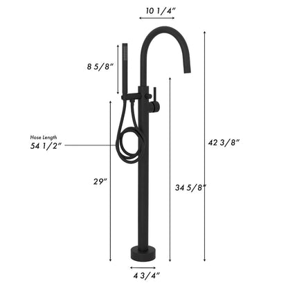 ZLINE Autograph Edition Emerald Bay Bath Tub Filler with Hand Shower in Matte Black (EMBY-BTF-MB)