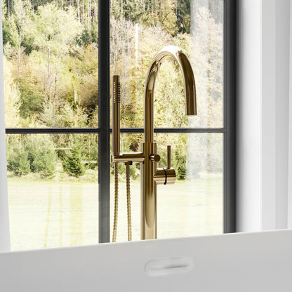 ZLINE Autograph Edition Emerald Bay Bath Tub Filler with Hand Shower in Polished Gold (EMBY-BTF-PG)