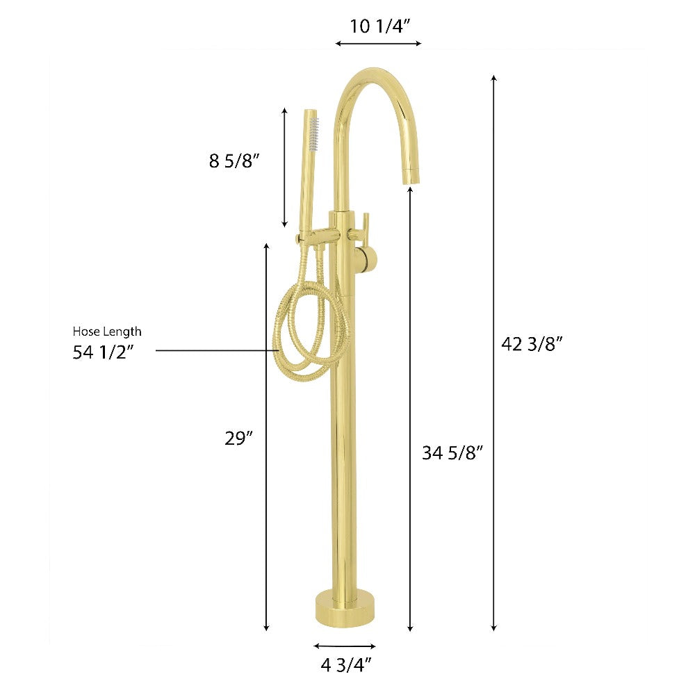 ZLINE Autograph Edition Emerald Bay Bath Tub Filler with Hand Shower in Polished Gold (EMBY-BTF-PG)