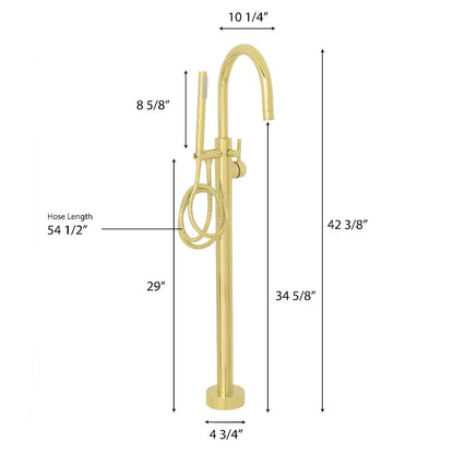 ZLINE Autograph Edition Emerald Bay Bath Tub Filler with Hand Shower in Polished Gold (EMBY-BTF-PG)