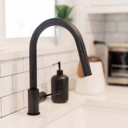 ZLINE Autograph Edition Gemini Pull Down Single Handle Kitchen Faucet in Matte Black (GEM-KF-MB)