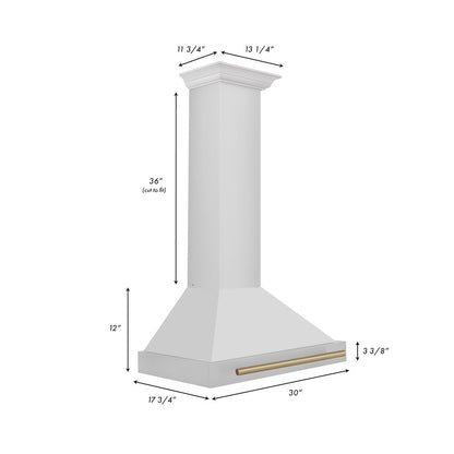 ZLINE Autograph Edition 30 in. Convertible Stainless Steel Range Hood with Stainless Steel Shell and Champagne Bronze Accents (KB4STZ-30-CB)