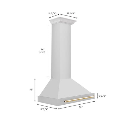 ZLINE Autograph Edition 30 in. Convertible Stainless Steel Range Hood with Stainless Steel Shell and Polished Gold Accents (KB4STZ-30-G)