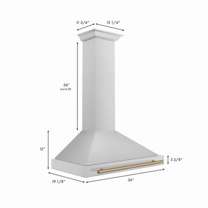 ZLINE Autograph Edition 36 in. Convertible Stainless Steel Range Hood with Stainless Steel Shell and Champagne Bronze Accents (KB4STZ-36-CB)