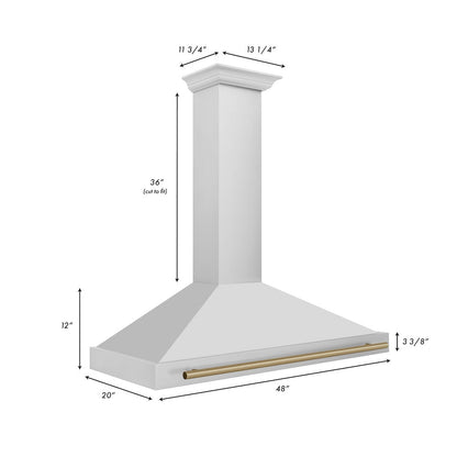 ZLINE Autograph Edition 48 in. Convertible Stainless Steel Range Hood with Stainless Steel Shell and Champagne Bronze Accents (KB4STZ-48-CB)
