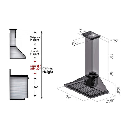 ZLINE 24 in. Convertible Vent Wall Mount Range Hood in Stainless Steel with Crown Molding (KBCRN-24)