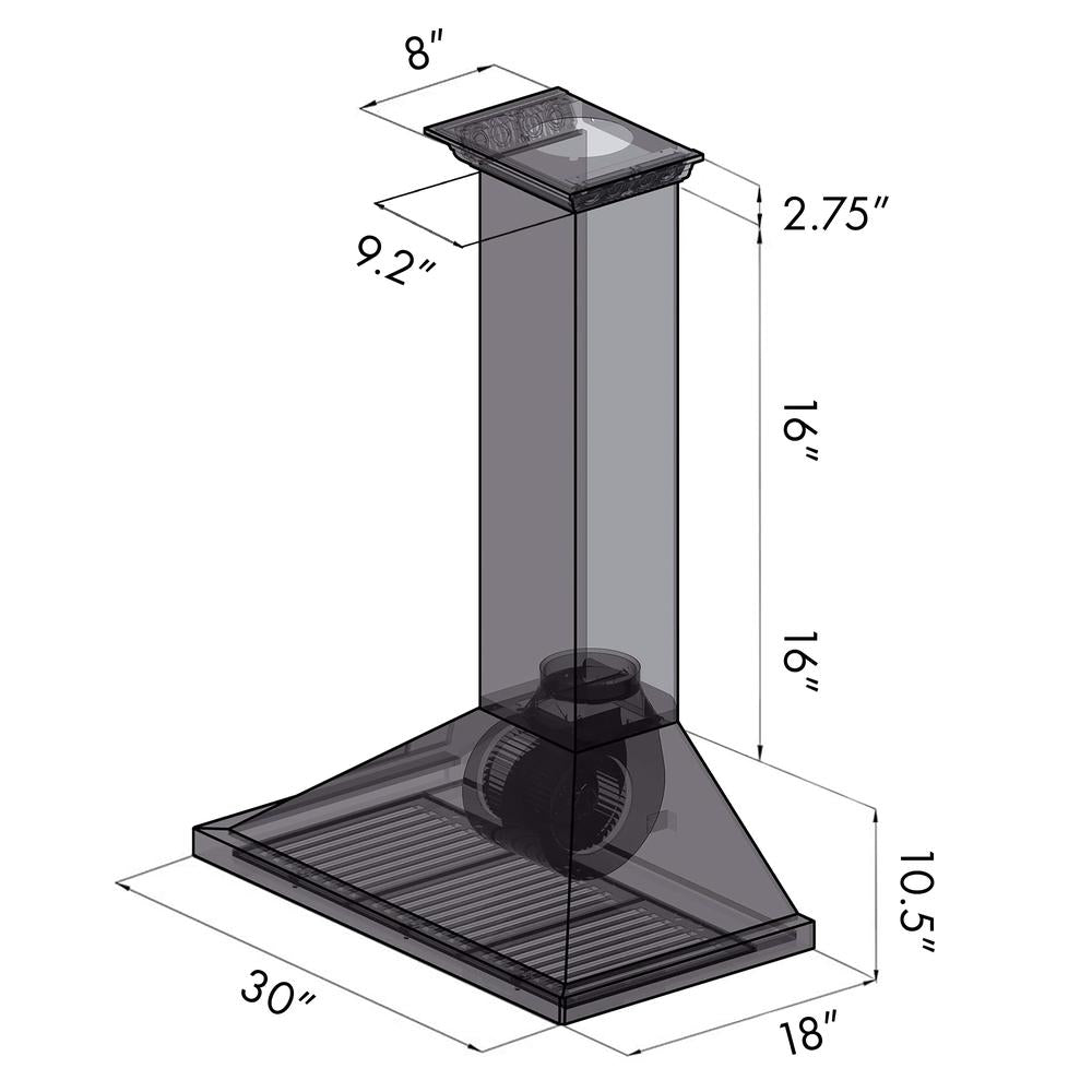 ZLINE 30 in. CrownSound™ Ducted Vent Wall Mount Range Hood in Stainless Steel with Built-in Bluetooth Speakers (KBCRN-BT-30)