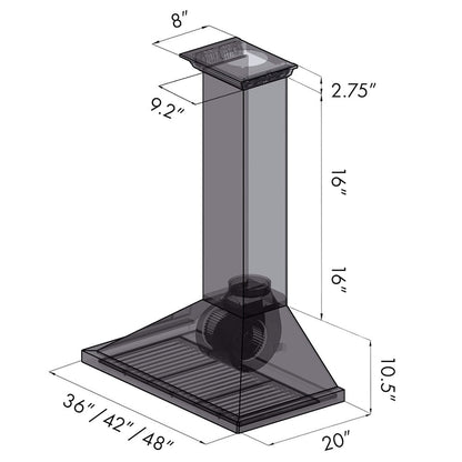 ZLINE 36 in. CrownSound™ Ducted Vent Wall Mount Range Hood in Stainless Steel with Built-in Bluetooth Speakers (KBCRN-BT-36)