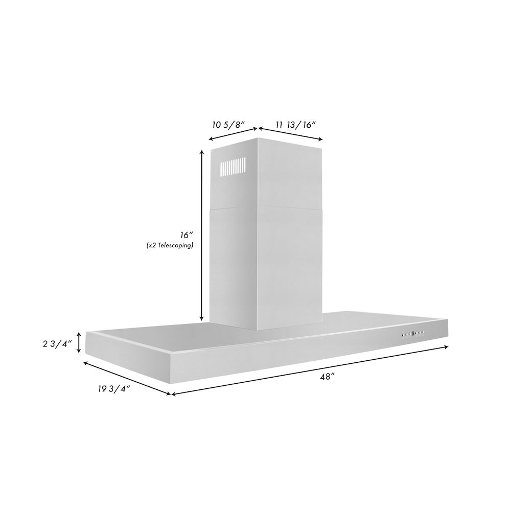 ZLINE 48 in. Convertible Vent Wall Mount Range Hood in Stainless Steel (KE-48)