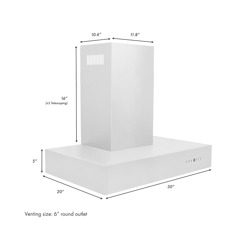 ZLINE 30 in. Convertible Professional Wall Mount Range Hood in Stainless Steel (KECOM-30)