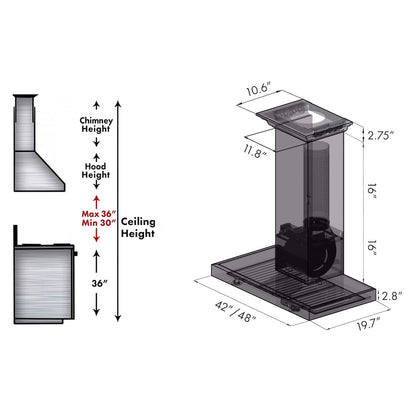 ZLINE 48 in. CrownSound™ Ducted Vent Wall Mount Range Hood in Stainless Steel with Built-in Bluetooth Speakers (KECRN-BT-48)