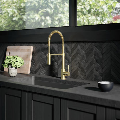 ZLINE Autograph Edition Sierra Pull Down Spring Single Handle Kitchen Faucet in Champagne Bronze (SRA-KF-CB)