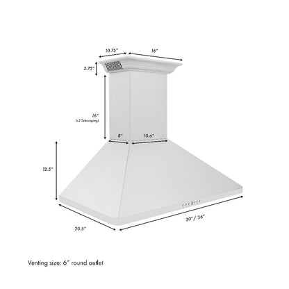 ZLINE 36 in. CrownSound™ Ducted Vent Wall Mount Range Hood in Stainless Steel with Built-in Bluetooth Speakers (KF1CRN-BT-36)