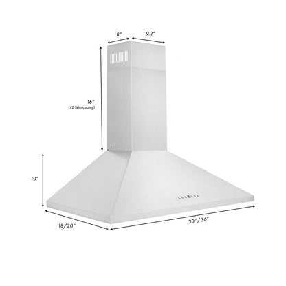 ZLINE 36 in. Convertible Vent Wall Mount Range Hood in Stainless Steel (KL2-36)