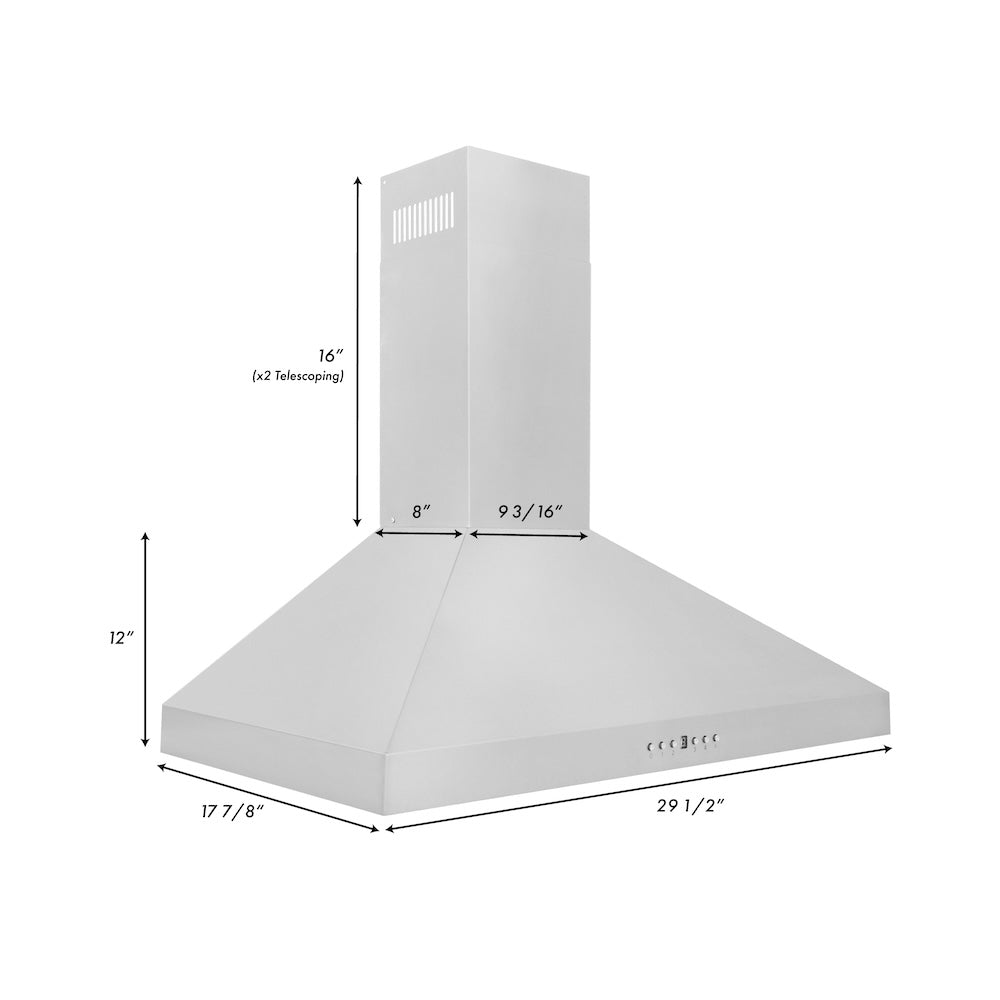 ZLINE 30 in. Convertible Vent Wall Mount Range Hood in Stainless Steel (KL3-30)