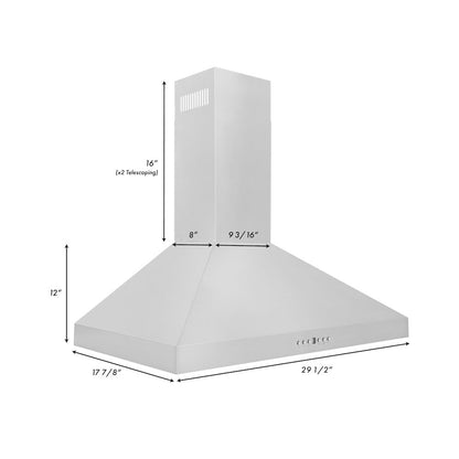 ZLINE 30 in. Convertible Vent Wall Mount Range Hood in Stainless Steel (KL3-30)