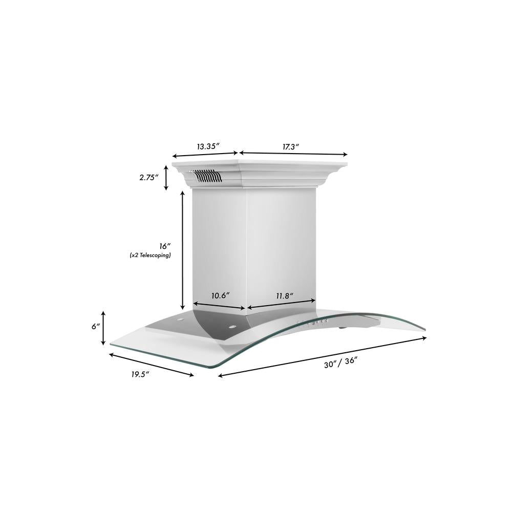 ZLINE 30 in. CrownSound™ Ducted Vent Wall Mount Range Hood in Stainless Steel and Glass with Built-in Bluetooth Speakers (KN4CRN-BT-30)