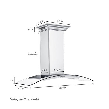 ZLINE 48 in. CrownSound™ Ducted Vent Wall Mount Range Hood in Stainless Steel and Glass with Built-in Bluetooth Speakers (KN4CRN-BT-48)