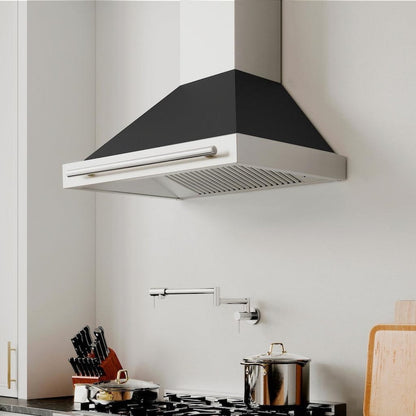 ZLINE 30 in. Convertible Stainless Steel Range Hood with Black Matte Shell and Stainless Steel Handle (KB4STX-BLM-30)