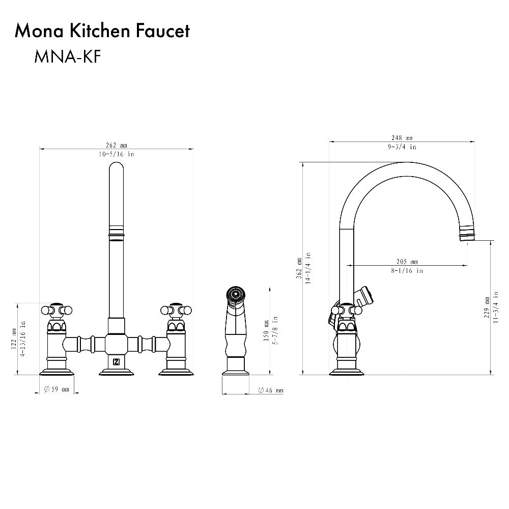 ZLINE Mona Kitchen Faucet and Side Sprayer in Chrome (MNA-KF-CH)