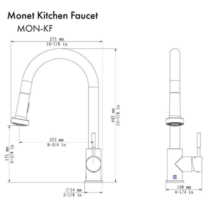 ZLINE Monet Pull Down Single Handle Kitchen Faucet in Chrome (MON-KF-CH)