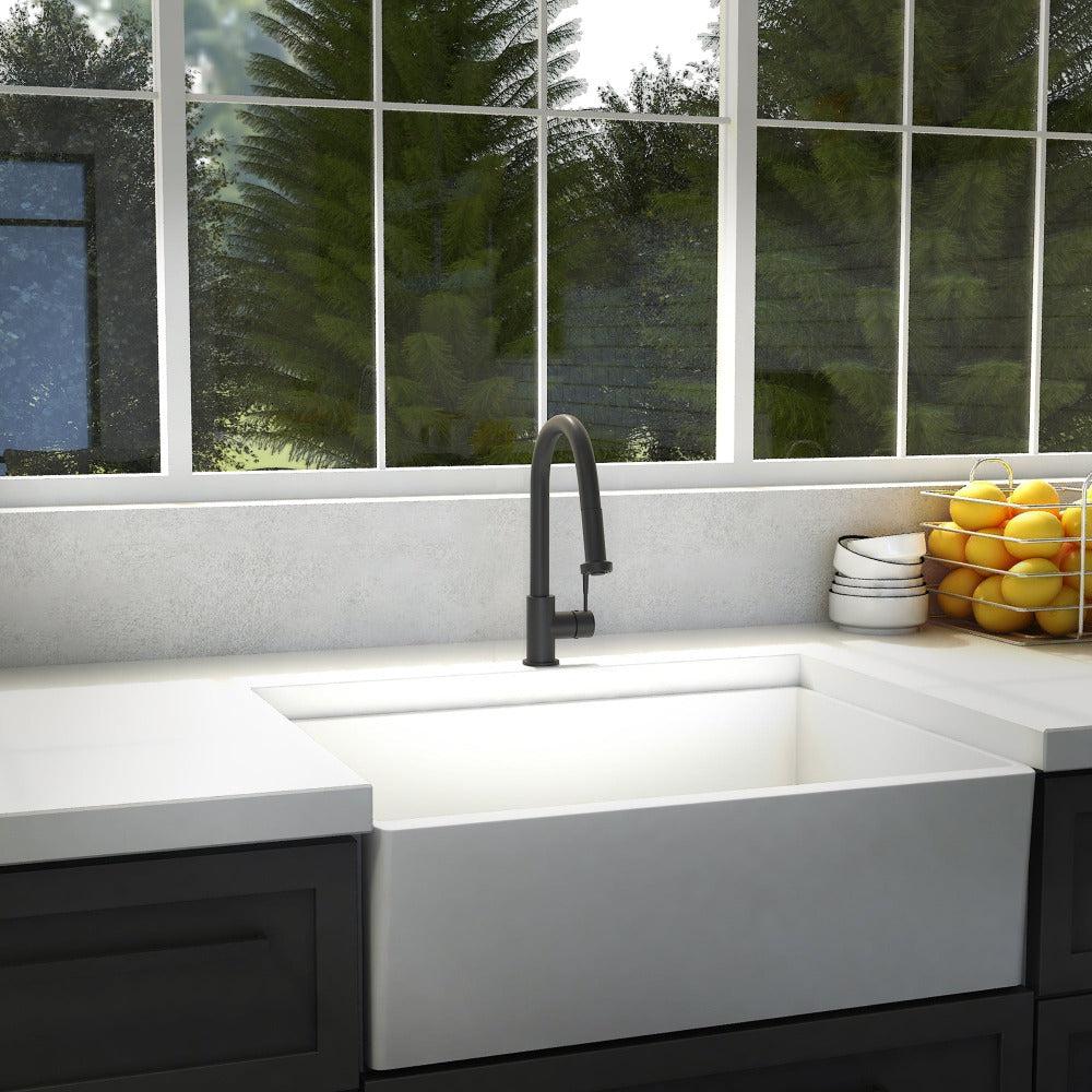 ZLINE Autograph Edition Monet Pull Down Single Handle Kitchen Faucet in Matte Black (MON-KF-MB)